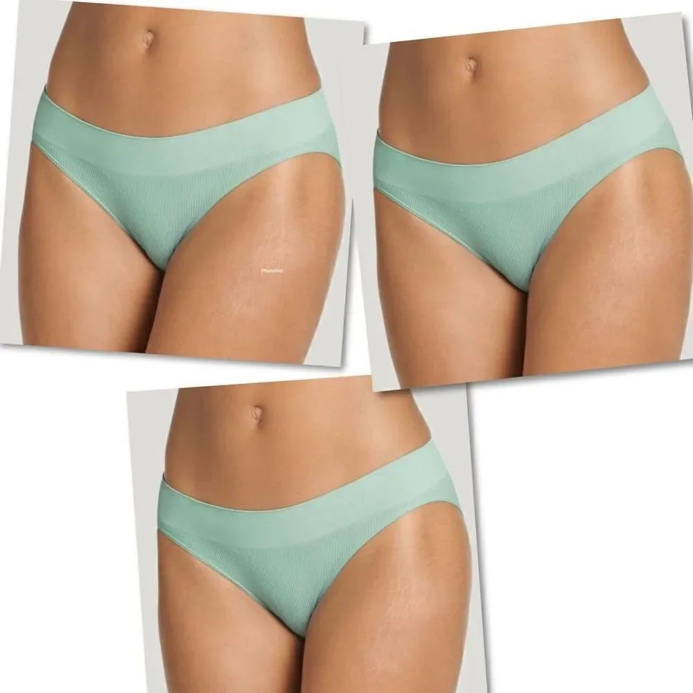 NWT Jockey Pack of 3 Sz XL Eco Seamfree Rib Bikini Green Comfy Seamfree feel